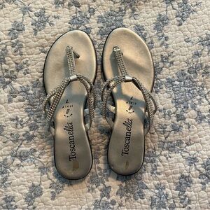 Toscanella Silver Toned Jeweled Made in Italy Sandals Size 7